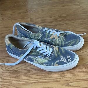 Vans Floral Canvas Low-Top Sneakers in Blue and Green